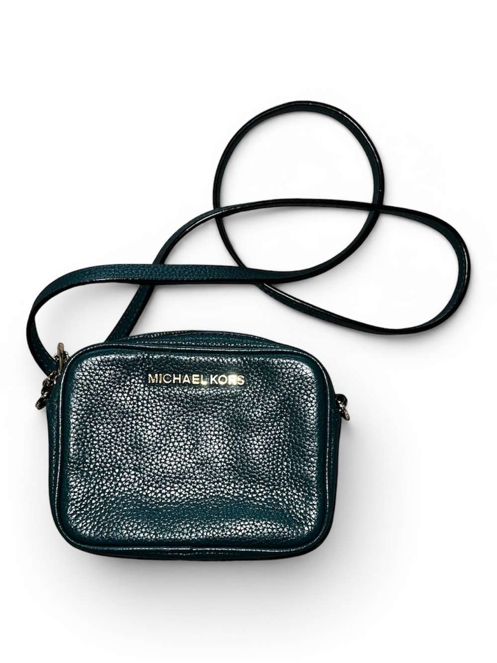 Michael Kors Pebbled Leather Crossbody - Teal Green with Gold Hardware